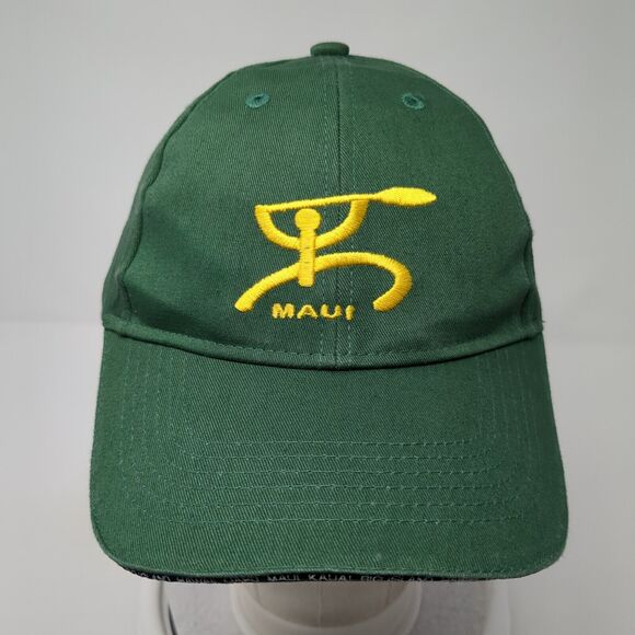 Maui Snapback Hat Green One Size Embroidered Logo Hawaiian Headwear - Picture 2 of 8